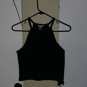 Black Cropped Crossover Shirt